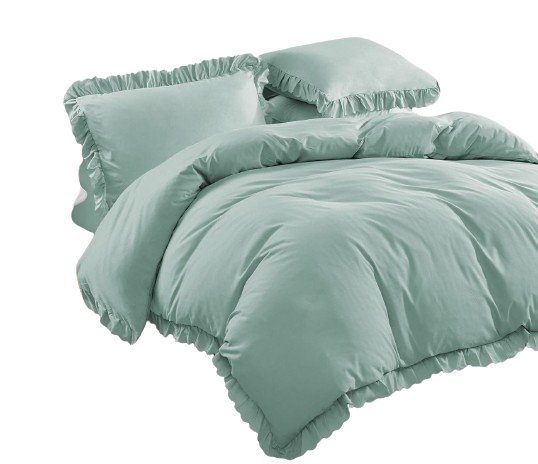Pościel falbanka mięta 200x220 - 3 cz.