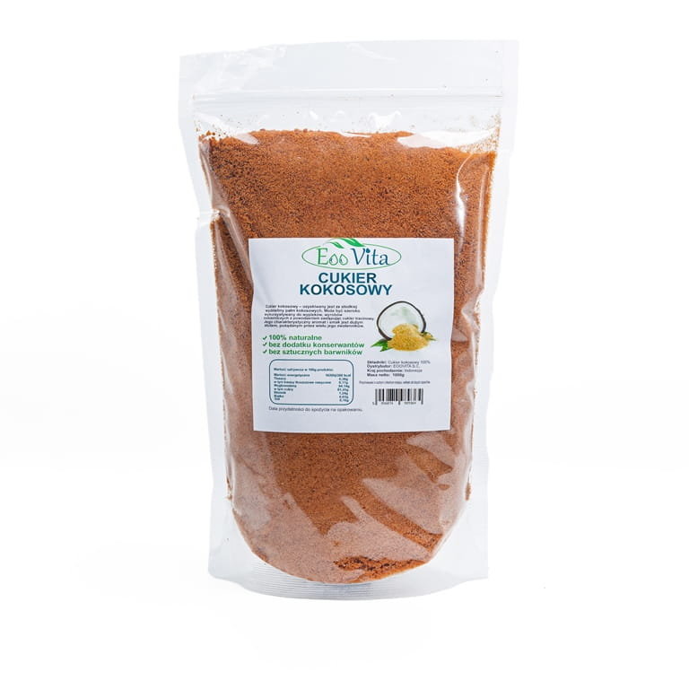 Cukier kokosowy 1000g EooVita naturalny słodzik niski IG karmelowy smak