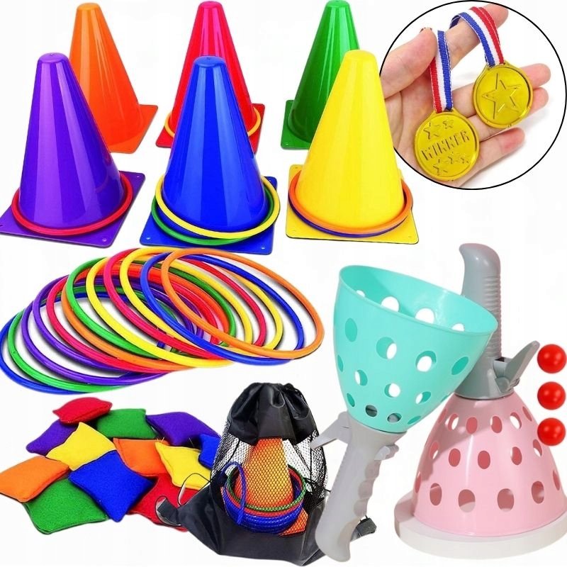 Gra Zręcznościowa Pachołki Treningowe Ringo Woreczki Obręcze Catch Ball