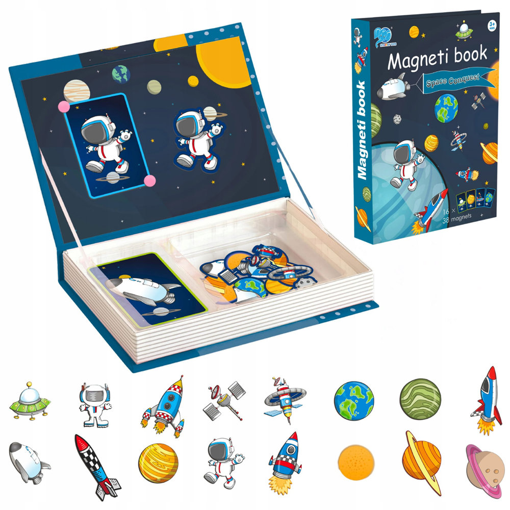 Układanka Magnetyczna Puzzle Montessori 54El. Kosmos Książka Edukacyjna