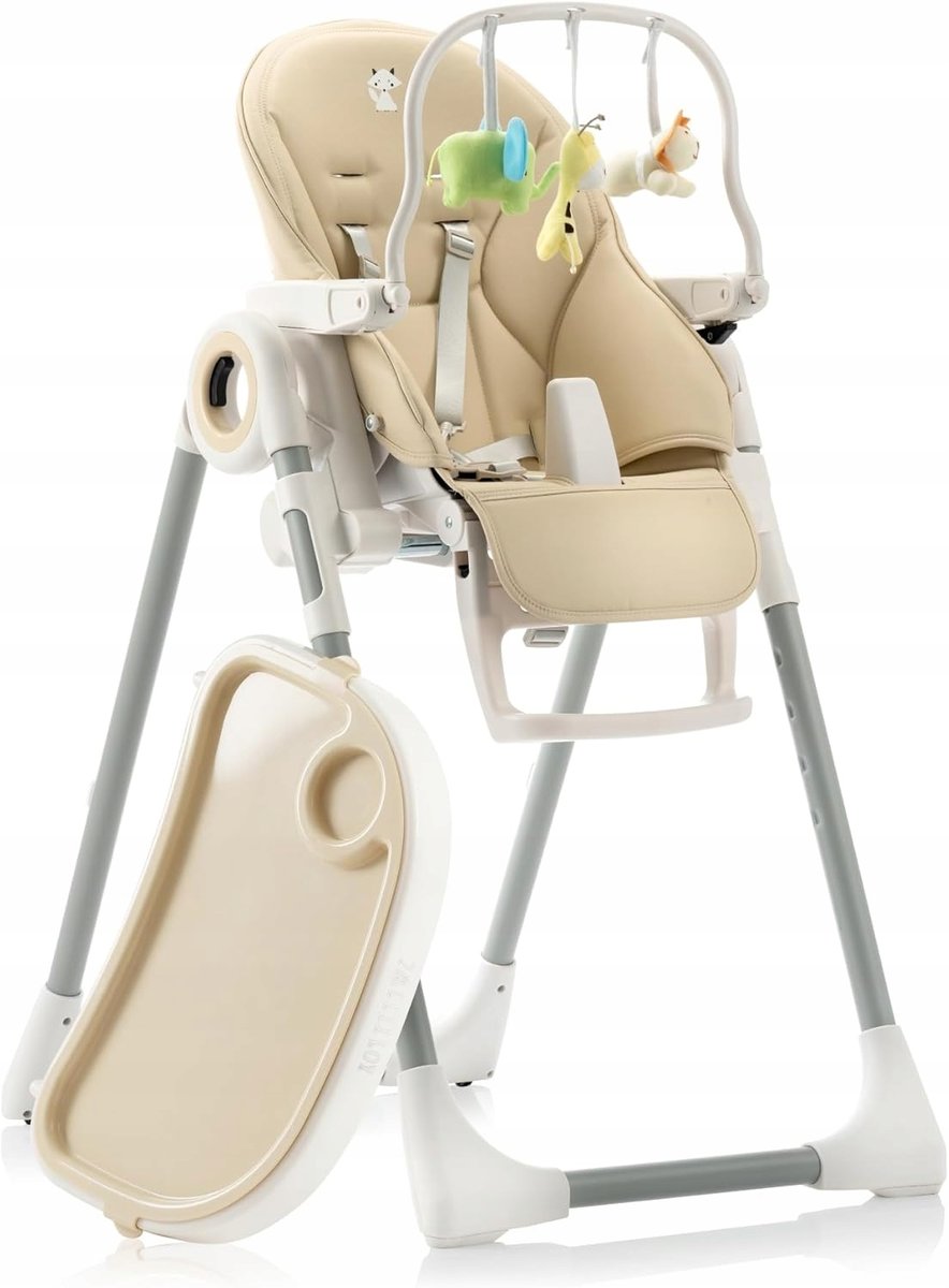 KRZESEŁKO DLA DZIECKA SKŁADANE REGULOWANE Z ZABAWKĄ Z TACKĄ 7 WYSOKOŚCI