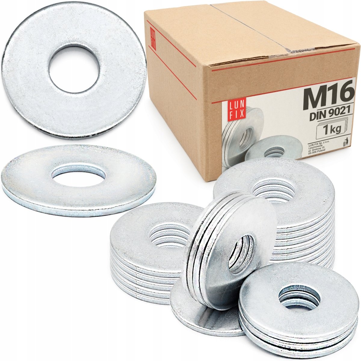 Podkładka powiększona M16 poszerzana płaska DIN 9021 szeroka ocynkowana 1kg