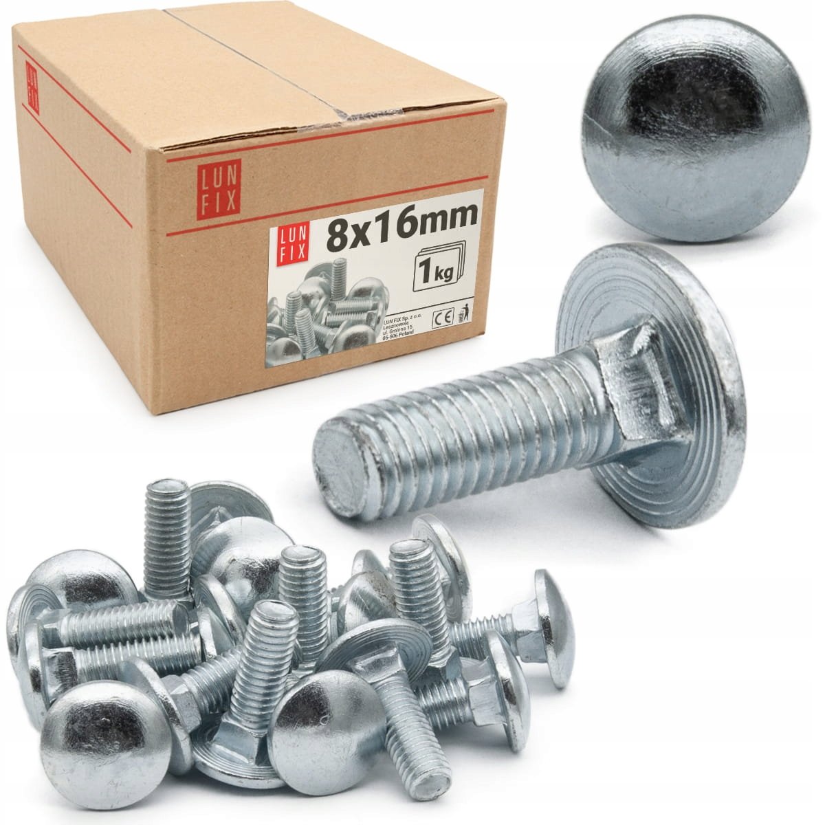 Śruba zamkowa M6 16mm DIN603 ocynk ocynkowana 1kg