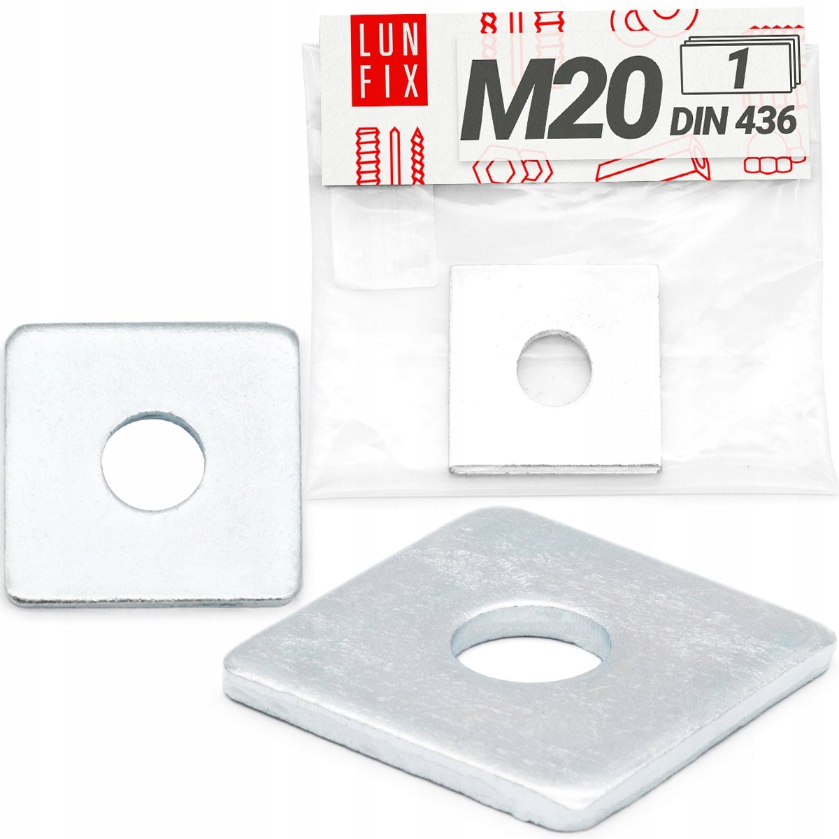 Podkładka kwadratowa M20 stalowa ocynk ocynkowana DIN 436 60x60x5mm 1szt.