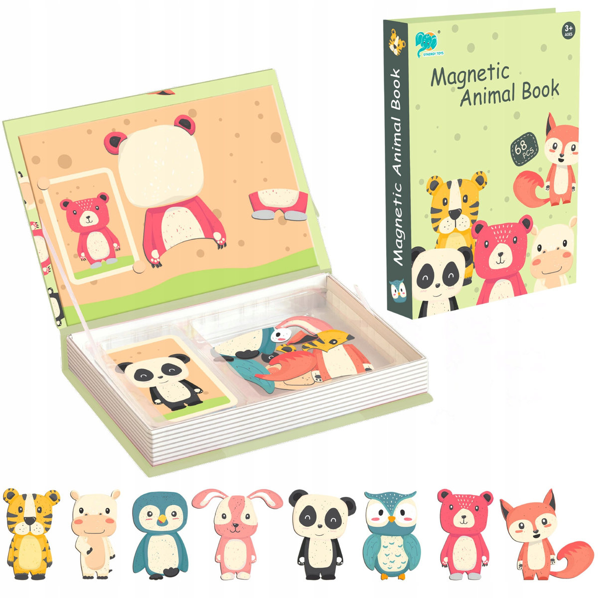 Układanka Magnetyczna Puzzle Montessori 68 El Zwierzątka Książka Edukacyjna