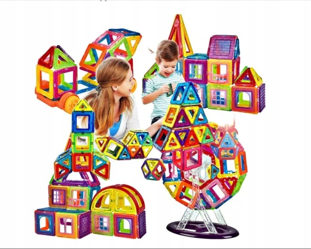 ZESTAW KLOCKI MAGNETYCZNE KONSTRUKCYJNE EDUKACYJNE TOR UKŁADANKA DUŻE 168el