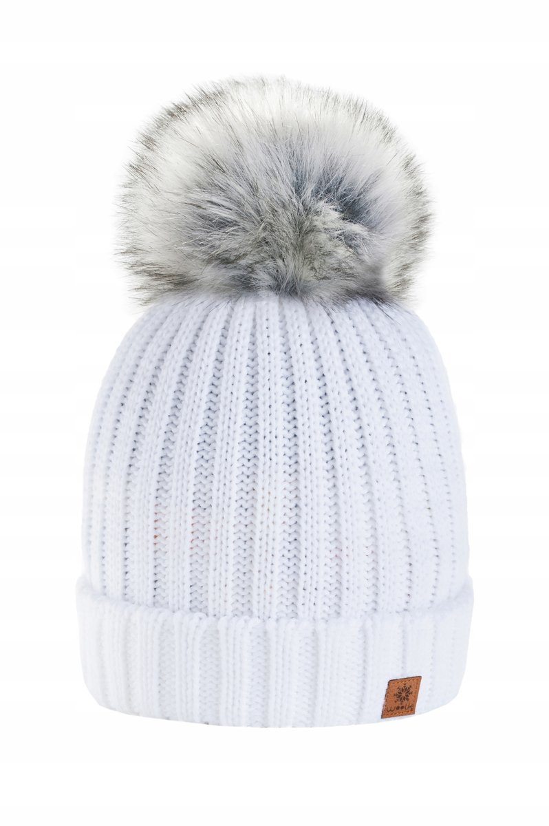 Polska Zimowa CZAPKA CIEPŁA pompon Woolk Rita