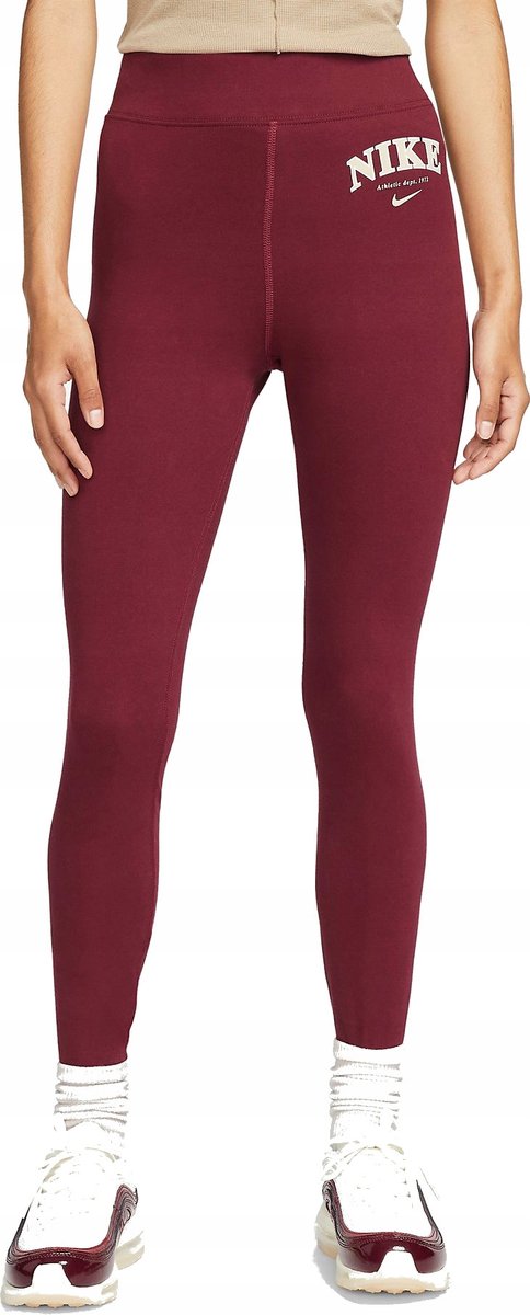 Damskie legginsy wysoki stan Sportowe Nike NSW Bordowe FB9961-638 r. L