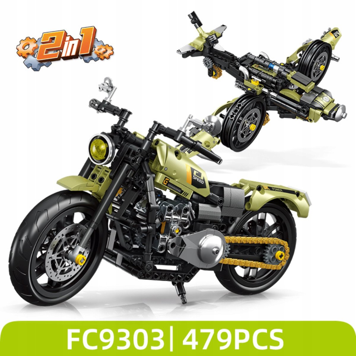 | FORANGE Khaki Motor Czopper Klocki konstrukcyjne 479el.
