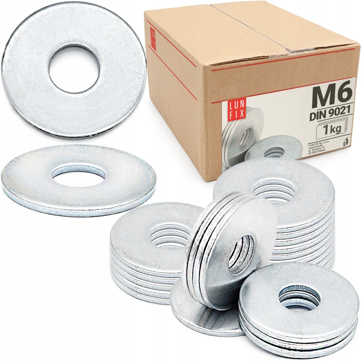 Podkładka powiększona M6 poszerzana płaska DIN 9021 szeroka ocynkowana 1kg