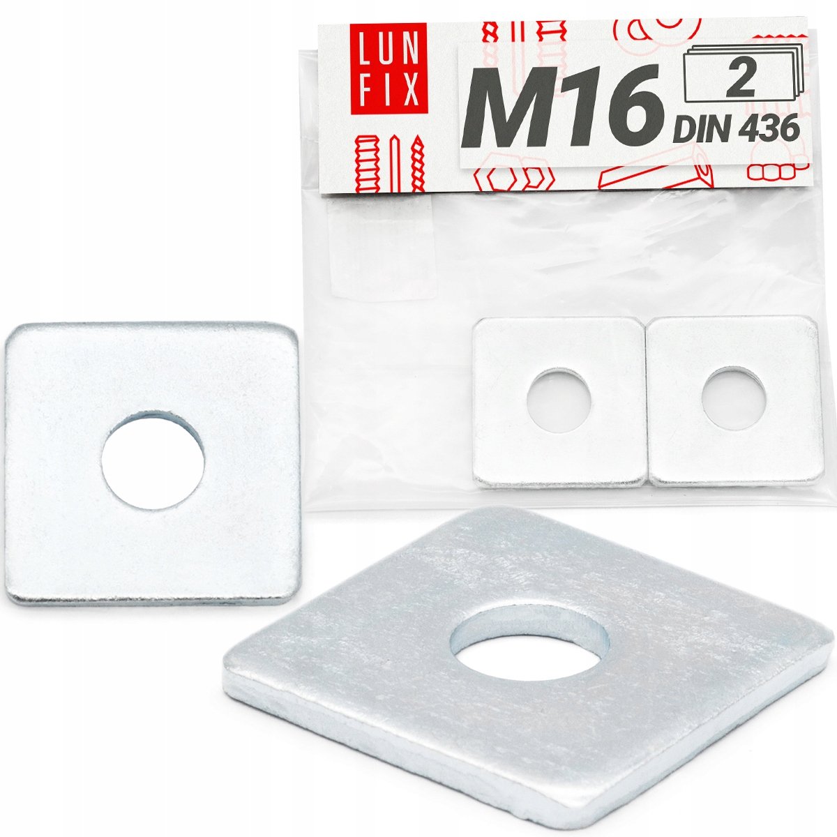 Podkładka kwadratowa M16 stalowa ocynk ocynkowana DIN 436 50x50x4mm 2szt.