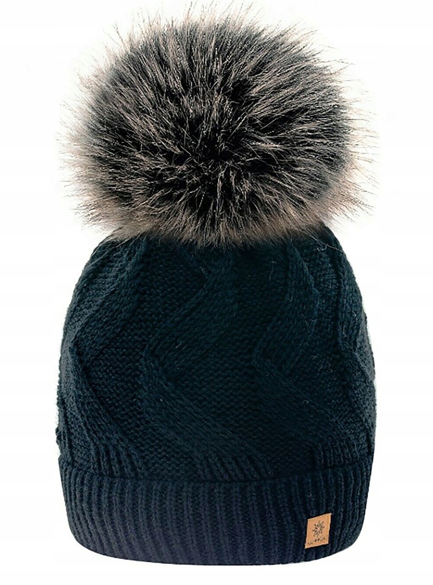 Zimowa CZAPKA CIEPŁA pompon i polar Woolk Leila
