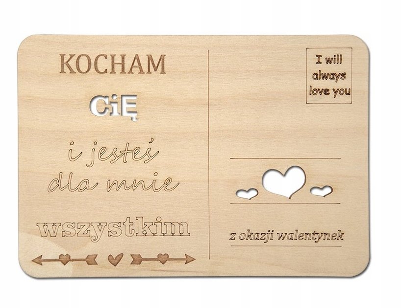 Drewniana kartka walentynkowa LoveArt Decor dekoracyjne okolicznościowe