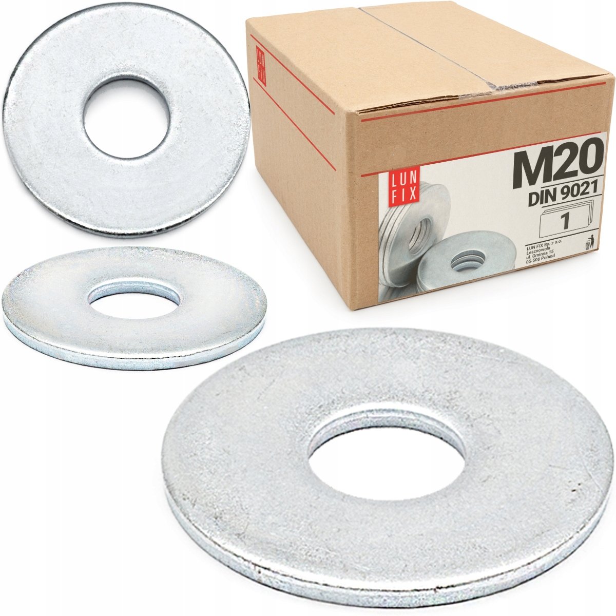 Podkładka powiększona M20 poszerzana płaska DIN9021 ocynkowana 1szt