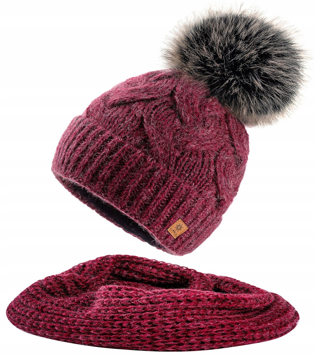 Damski Komplet Czapka i Komin Szalik Woolk Kama