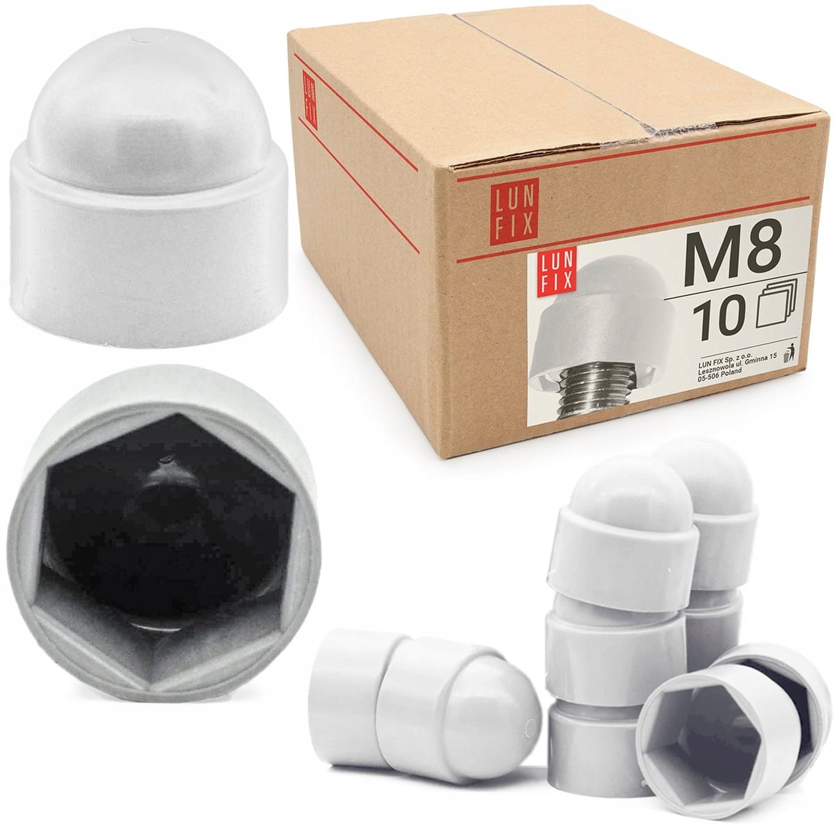 Zaślepki na śruby M8/13 maskownica nakrętki BIAŁA kołpak 10szt.