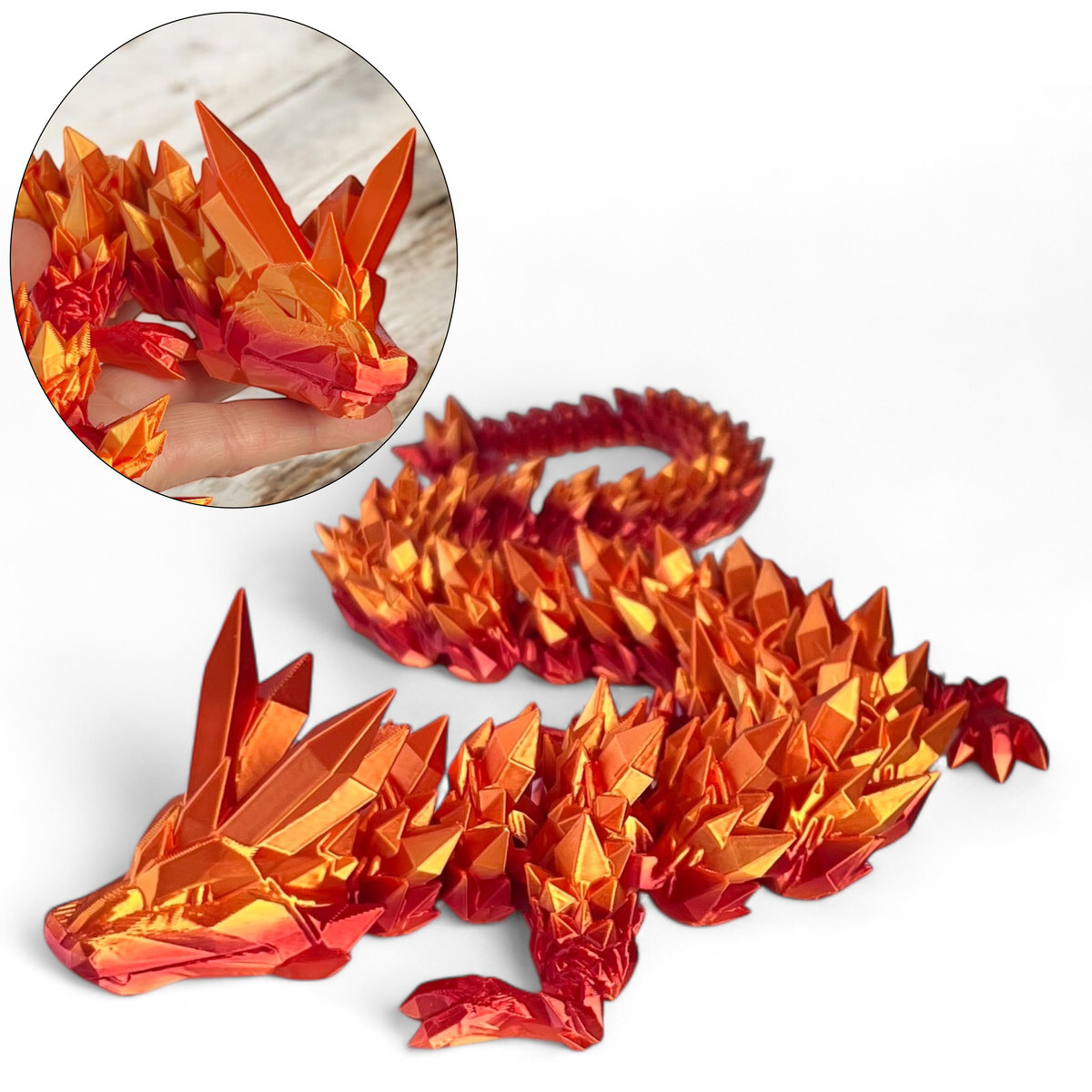 Smok 3D Dragon 60cm Figurka smoka Kryształowy smok Dekoracja pokoju Kajawis