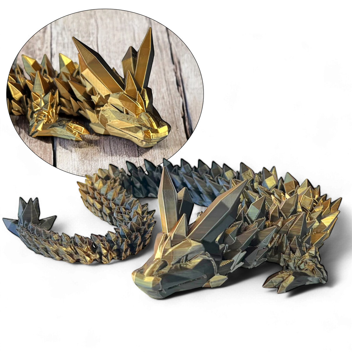 Smok 3D Dragon 60cm Figurka smoka Kryształowy smok Dekoracja pokoju Tik Tok