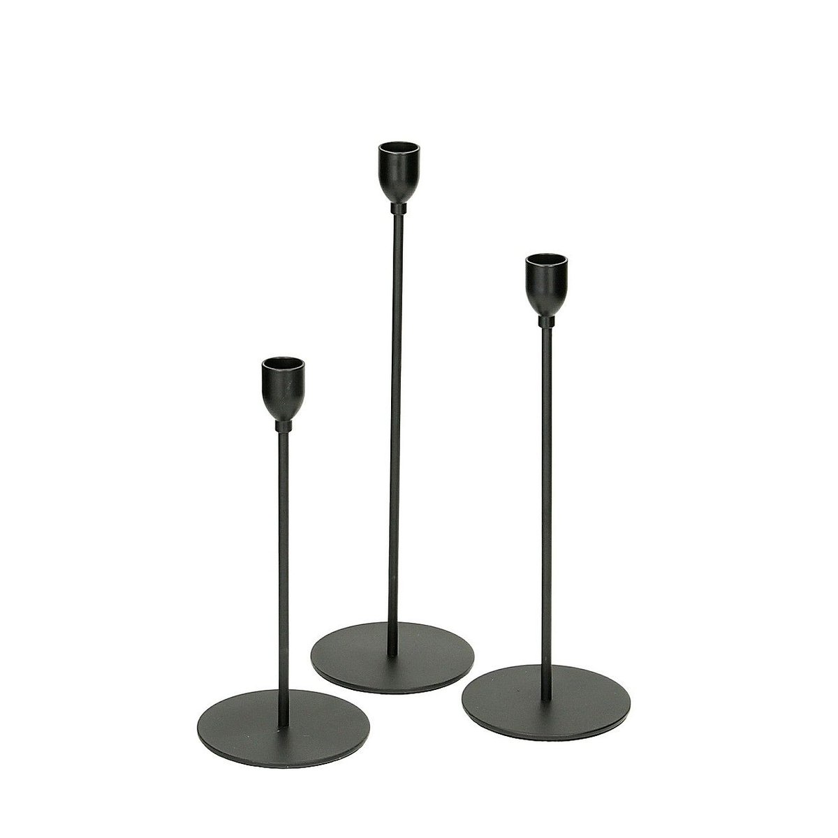 Komplet świeczników Malko Black, 10 x 23/28/33 cm