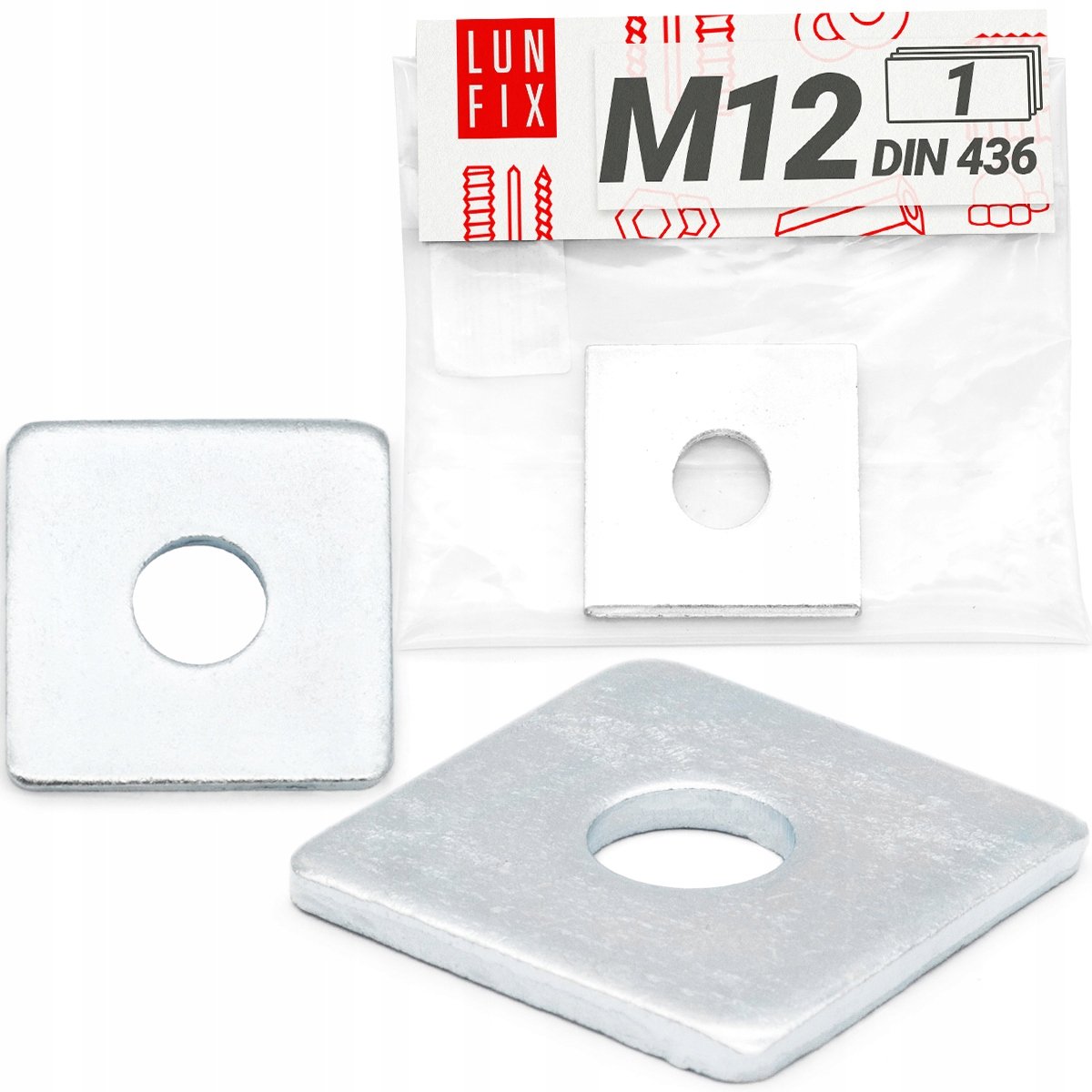 Podkładka kwadratowa M12 stalowa ocynk ocynkowana DIN 436 40x40x4mm 1szt.