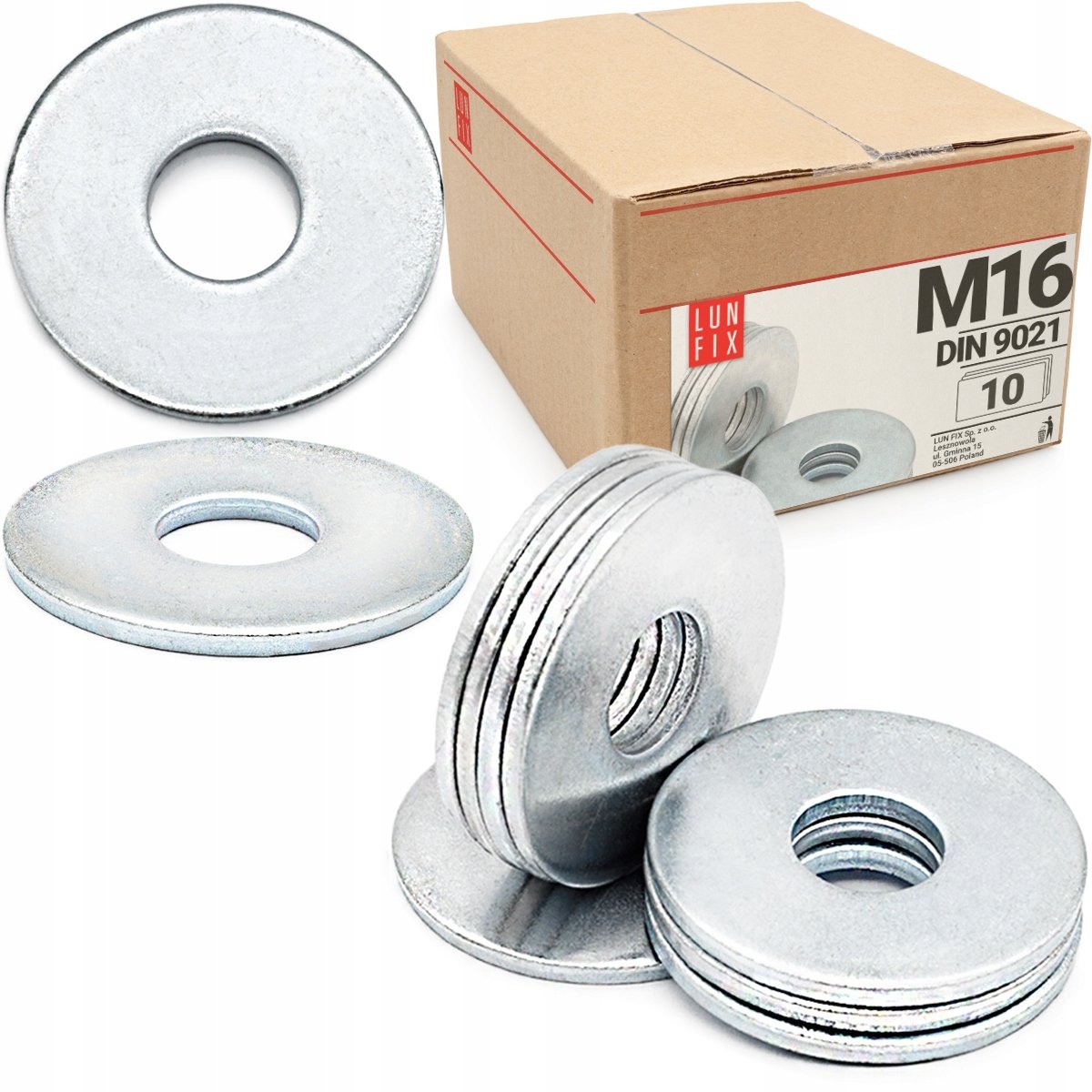 Podkładka powiększona M16 poszerzana płaska DIN9021 ocynkowana 10szt