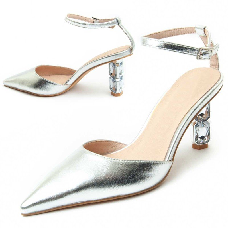 Montevita Buty Na Obcasie Festshoe10 Srebrny