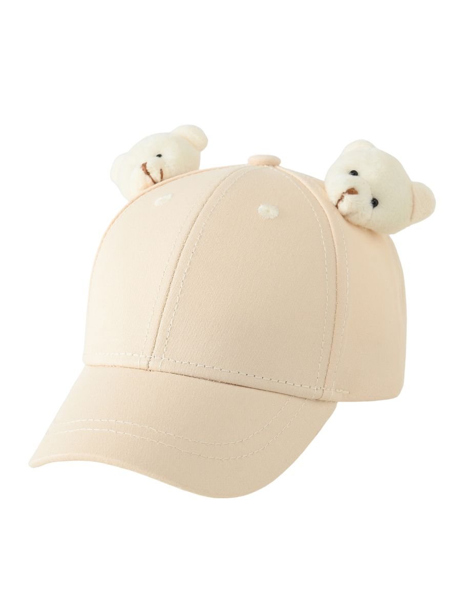 Dziewczęca czapka z daszkiem i uszami jasnobeżowa Be Snazzy r.48/50