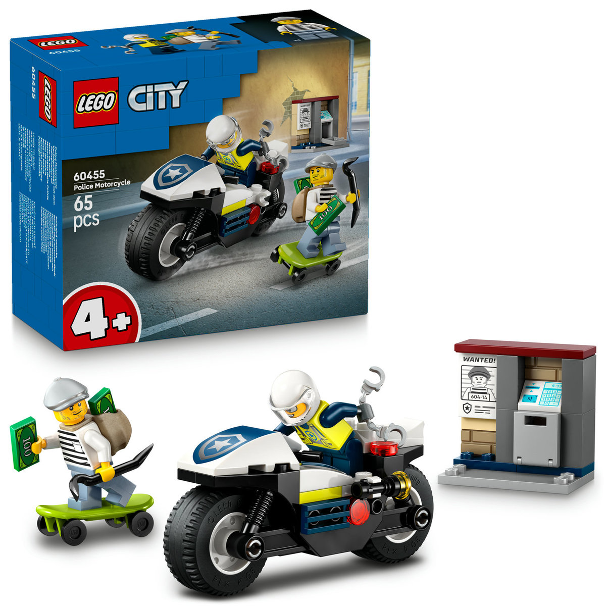 LEGO CITY 60455 KLOCKI Miasto Policja Motocyklowa Pościg ZESTAW +eKATALOG