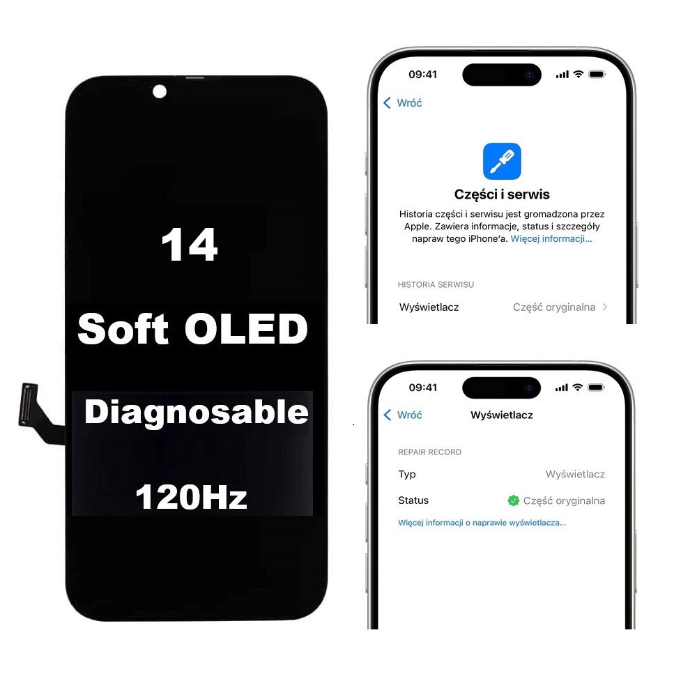 Wyświetlacz LCD Diagnosable ekran dotyk digitizer programowalny z możliwością przypisania jako oryginał do Apple iPhone 14 (Soft OLED 120Hz)
