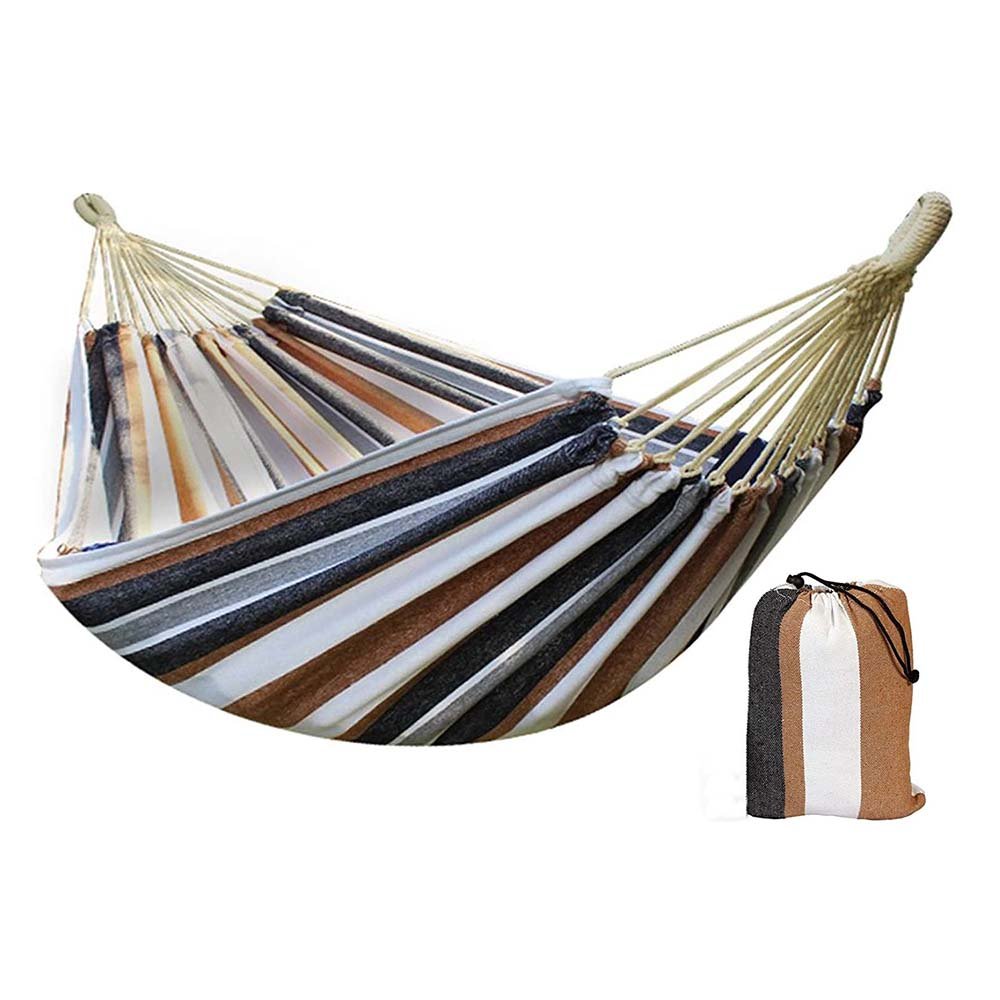 Hamak Ogrodowy Dwuosobowy Wiszący Z Pokrowcem Na Taras Brązowy 200x150cm