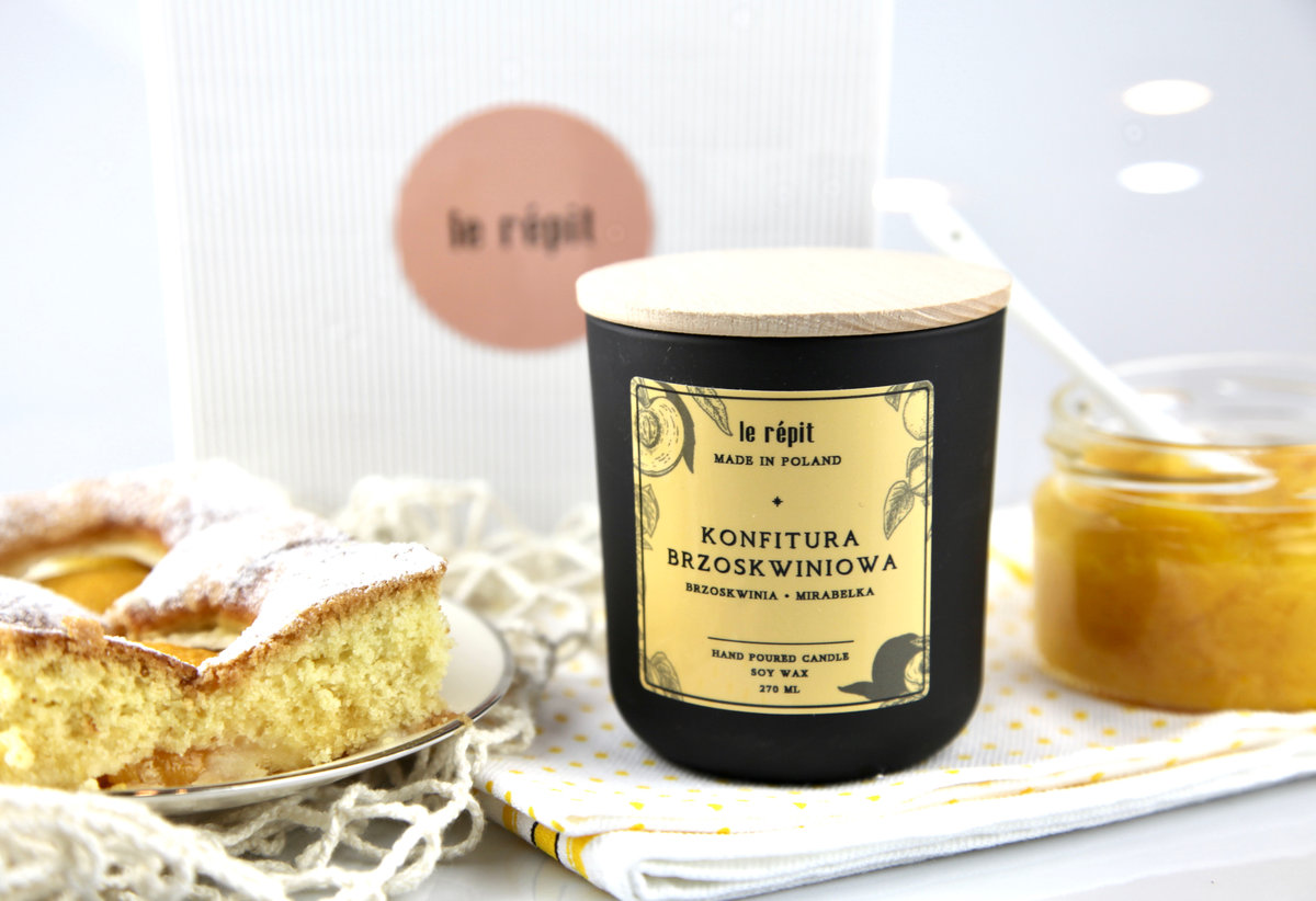 ŚWIECA SOJOWA le répit HAND MADE o zapachu Konfitura brzoskwiniowa 270 ml.