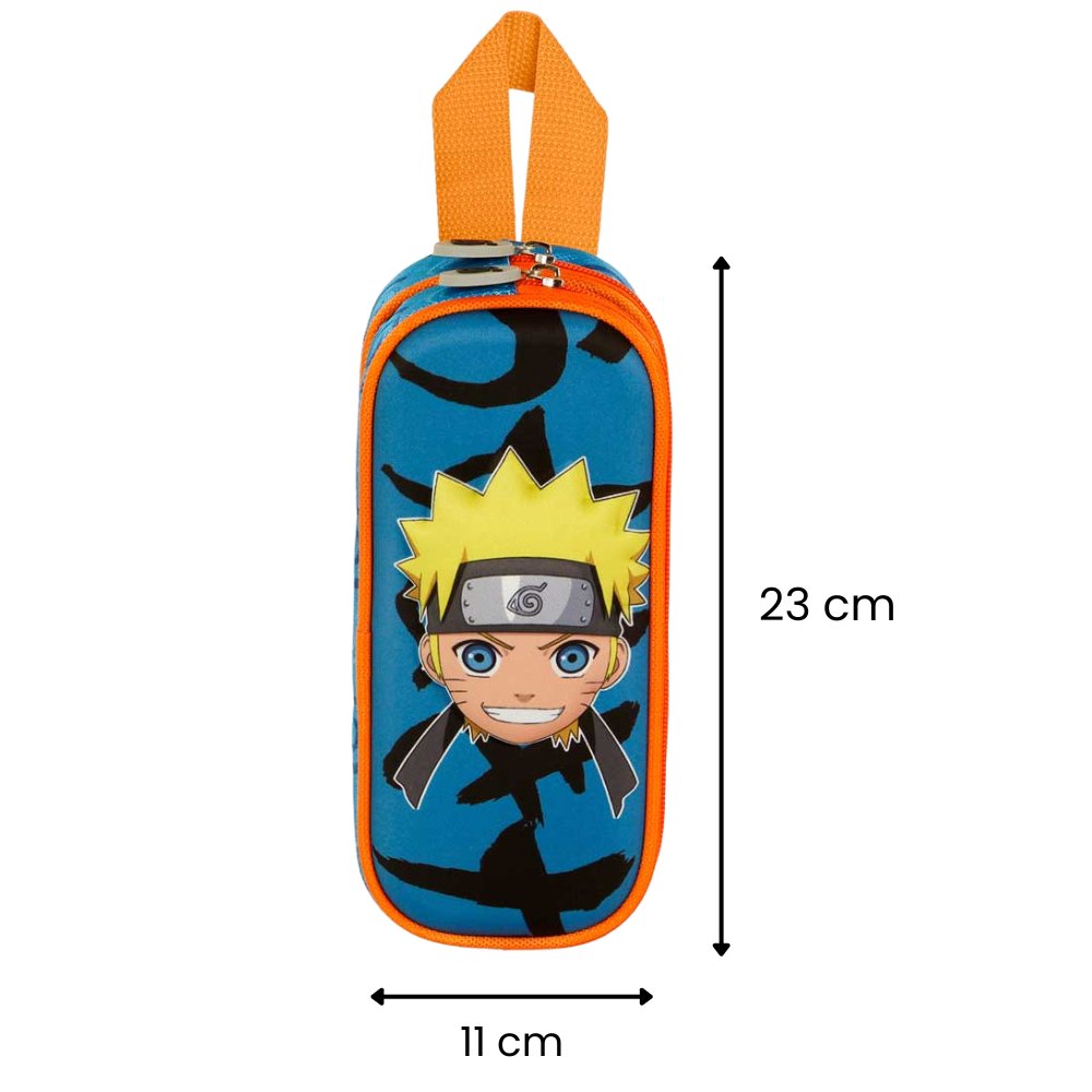 Piórnik Dwukomorowy Szkolny Naruto 3D Niebieski 22x10x8 cm