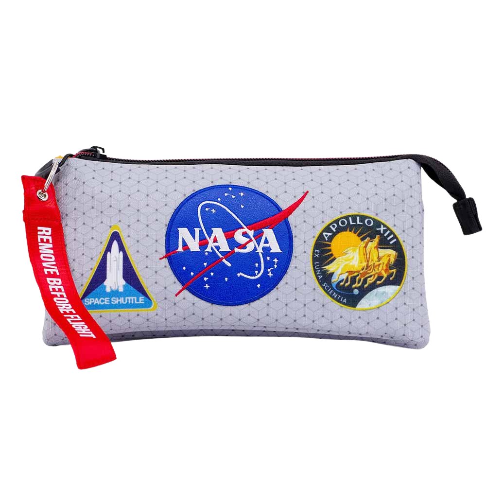 Piórnik Szkolny Trzykomorowy NASA Houston Szary 23x11x7cm