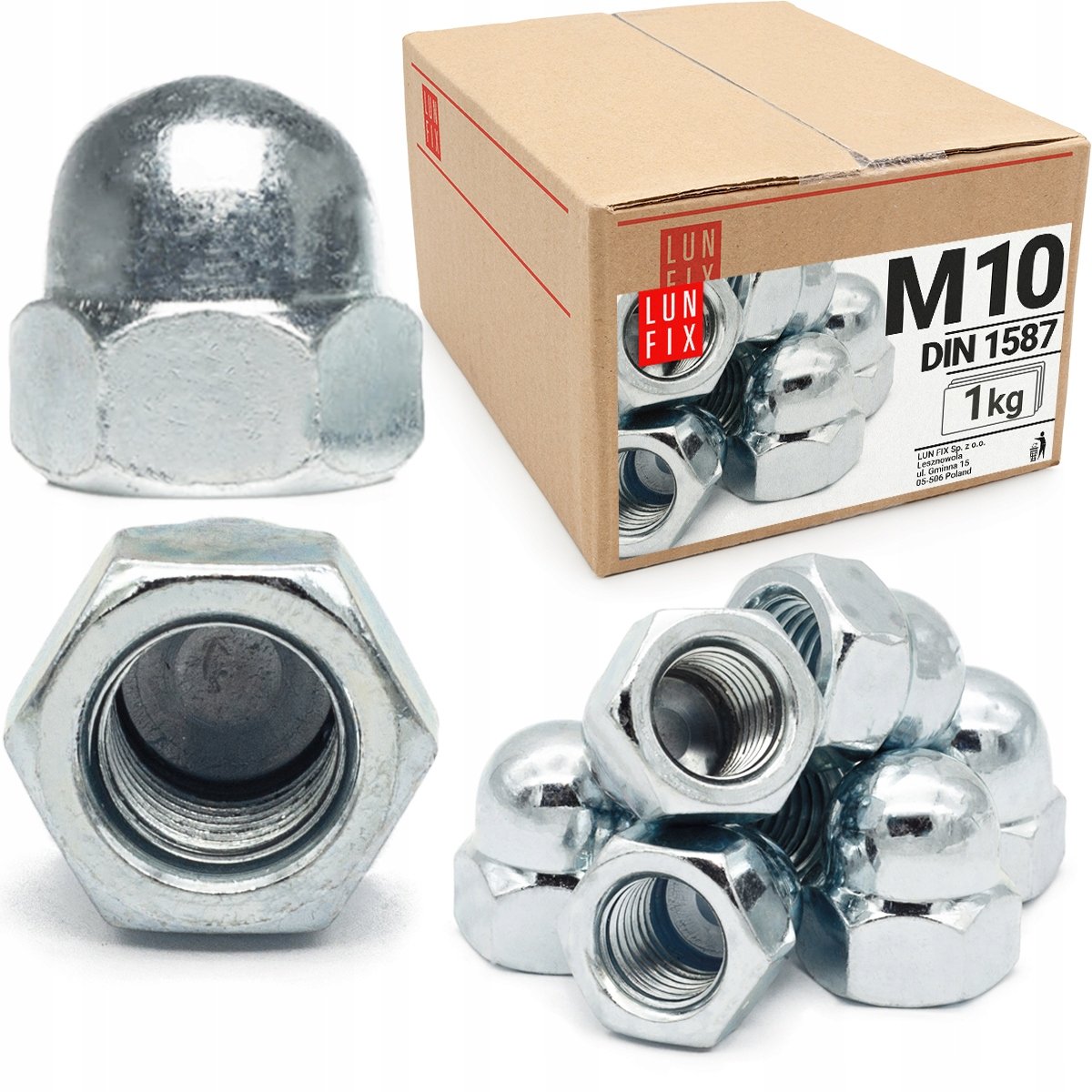 Nakrętka kołpakowa M10 DIN 1587 kapturkowa grzybkowa ocynk ocynkowana 1kg