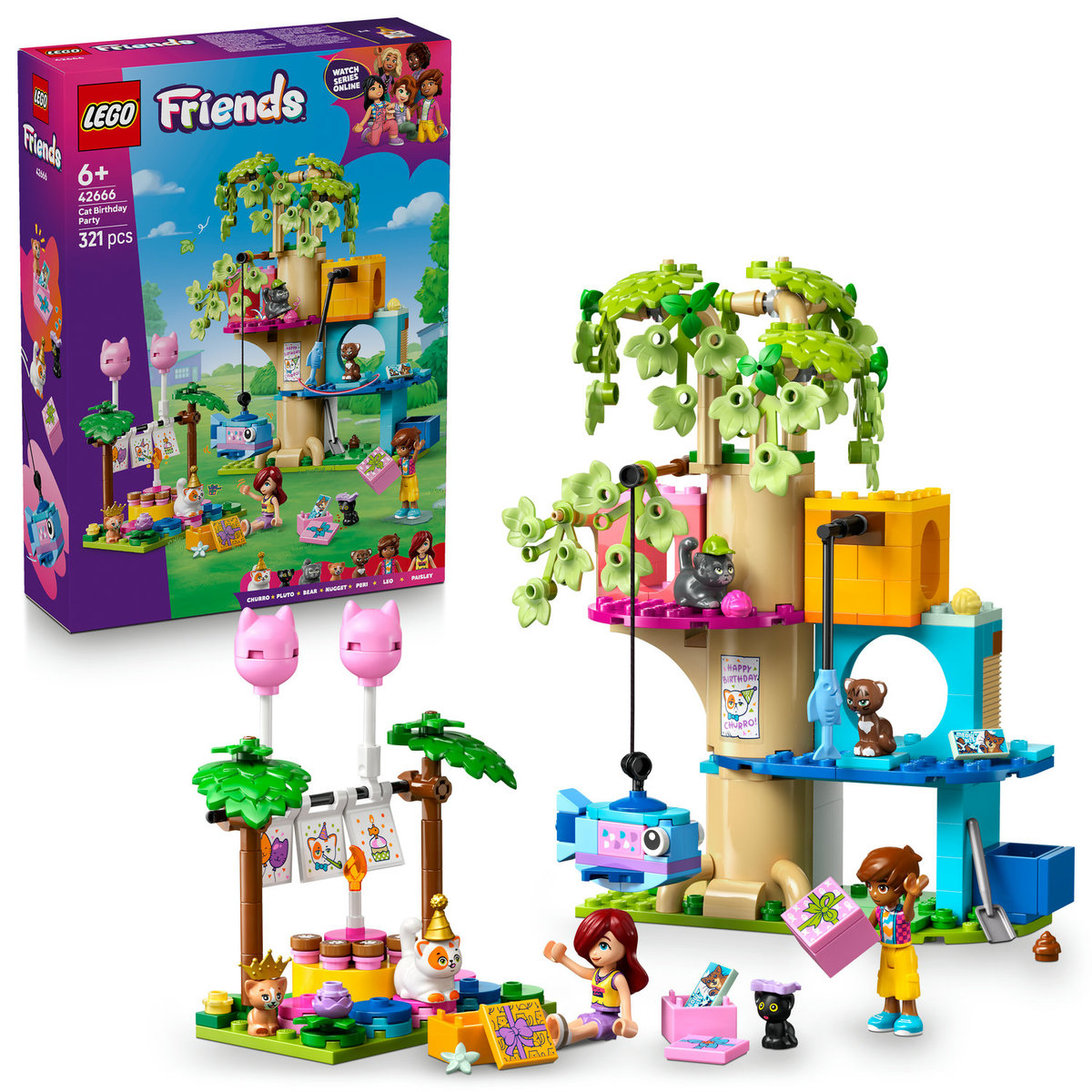 LEGO Friends - Kot Kotki Kocie przyjęcie urodzinowe i domek na drzewie klocki LEGO PREZENT DLA DZIEWCZYNKI