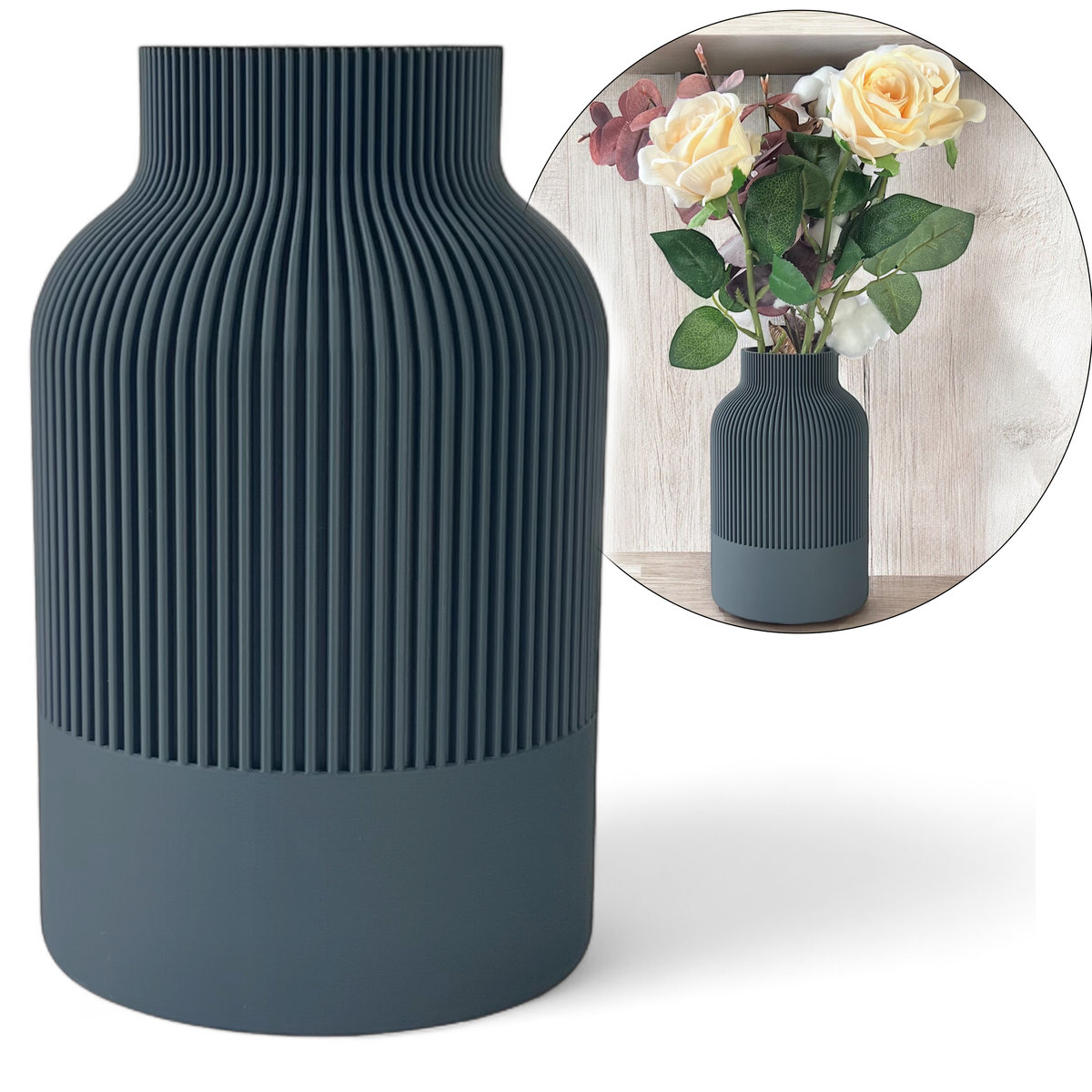 Wazon na kwiaty nietłukący 20 cm Antracyt Dekoracja domu Wazon boho solidny