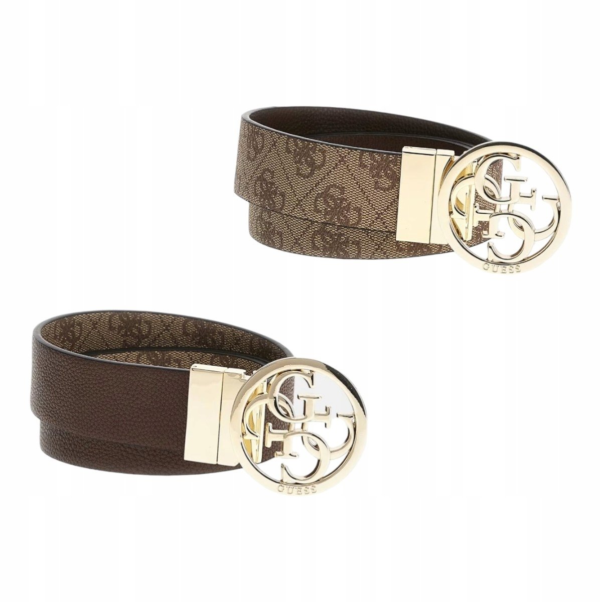 GUESS PASEK DAMSKI 2W1 ORLINA ADJ & REV PANT BELT BRĄZOWY r.S