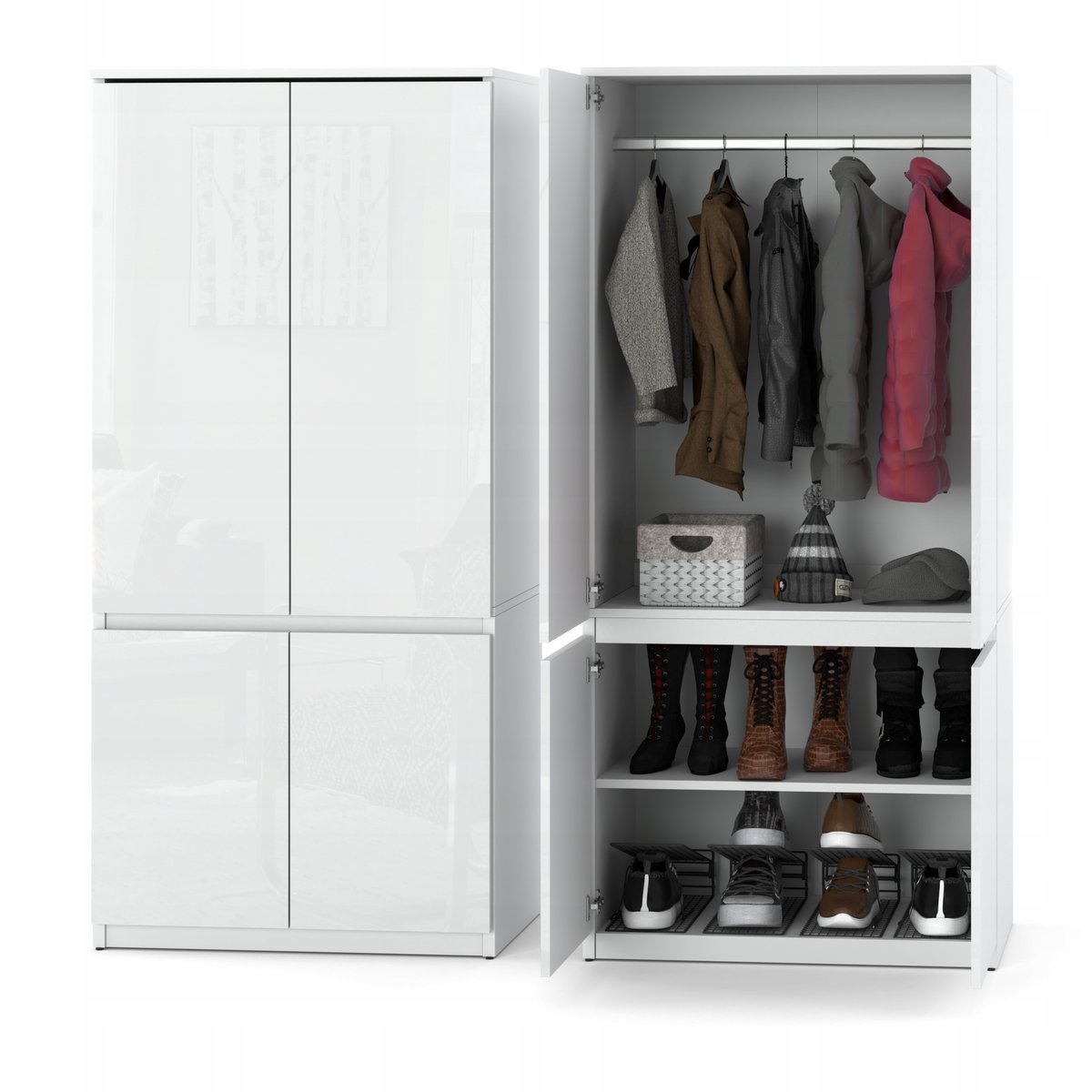 Szafa BIALY POLYSK 80cm 4 drzwi Modułowa Garderoba na ubrania Sypialnia