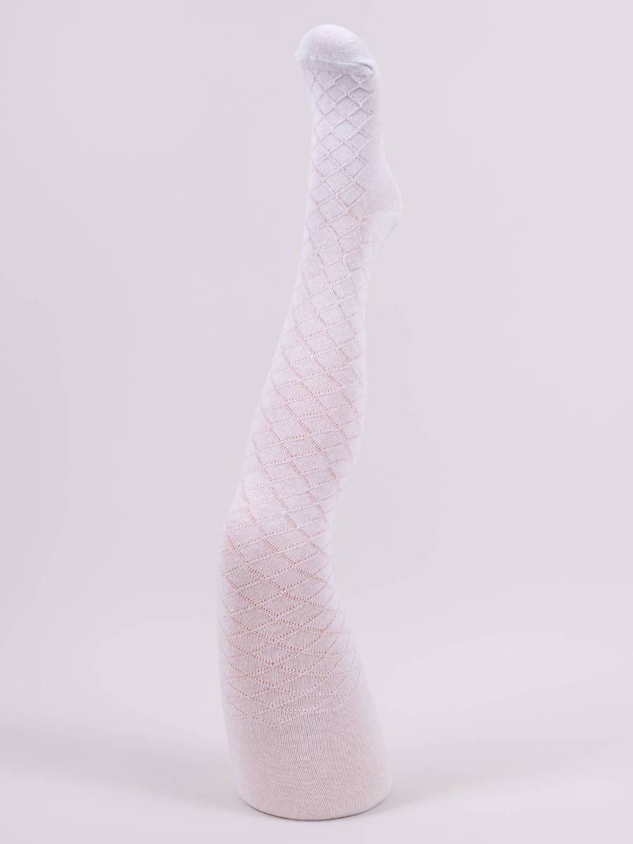 Dziewczęce rajstopy żakardowe białe Yoclub r.68/74