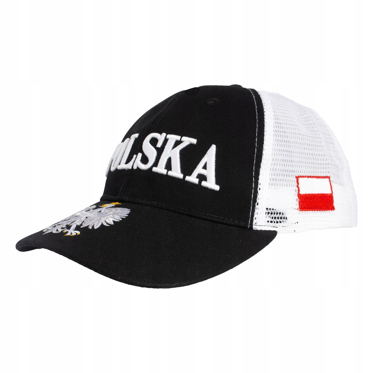 Czapka Z Daszkiem Z Haftem Polska 3D Orzeł Biały Dla Kibica Flaga Black Wh