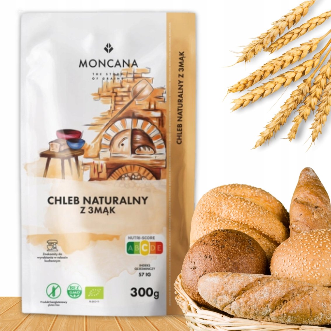 BIO Mieszanka 3 Mąk na Chleb Bezglutenowy 300g Moncana EKO