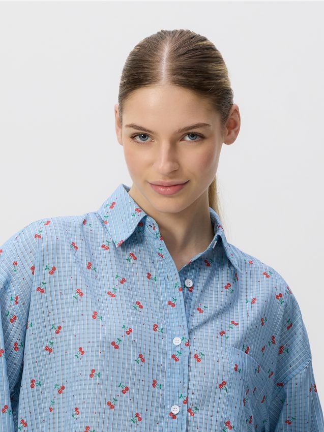 Reserved - Wzorzysta koszula - jasnoniebieski