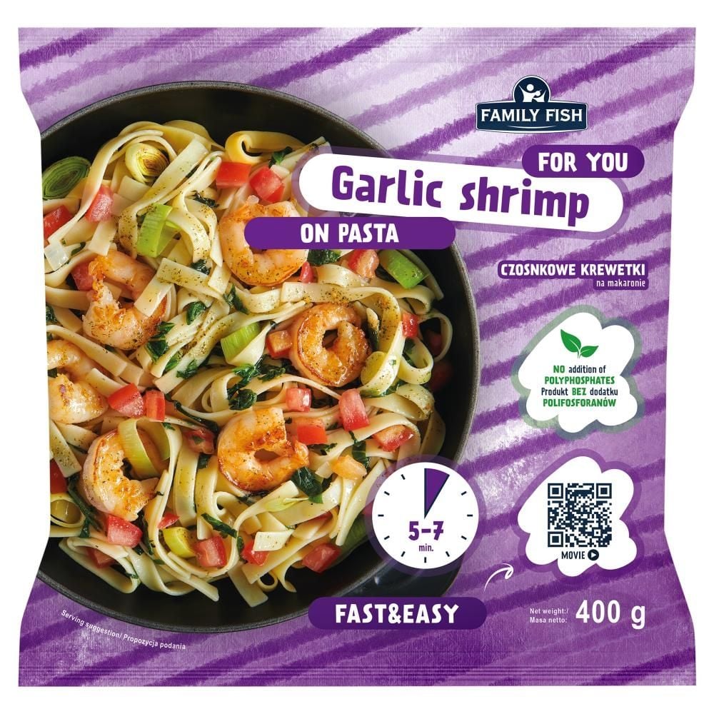 Family Fish Czosnkowe krewetki na makaronie 400 g