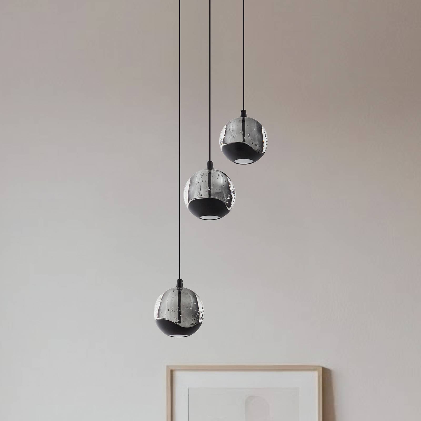 Lampa wisząca szklana Hayley Lucande, przezroczysty / transparentny, salon / jadalnia, szkło, nowoczesny