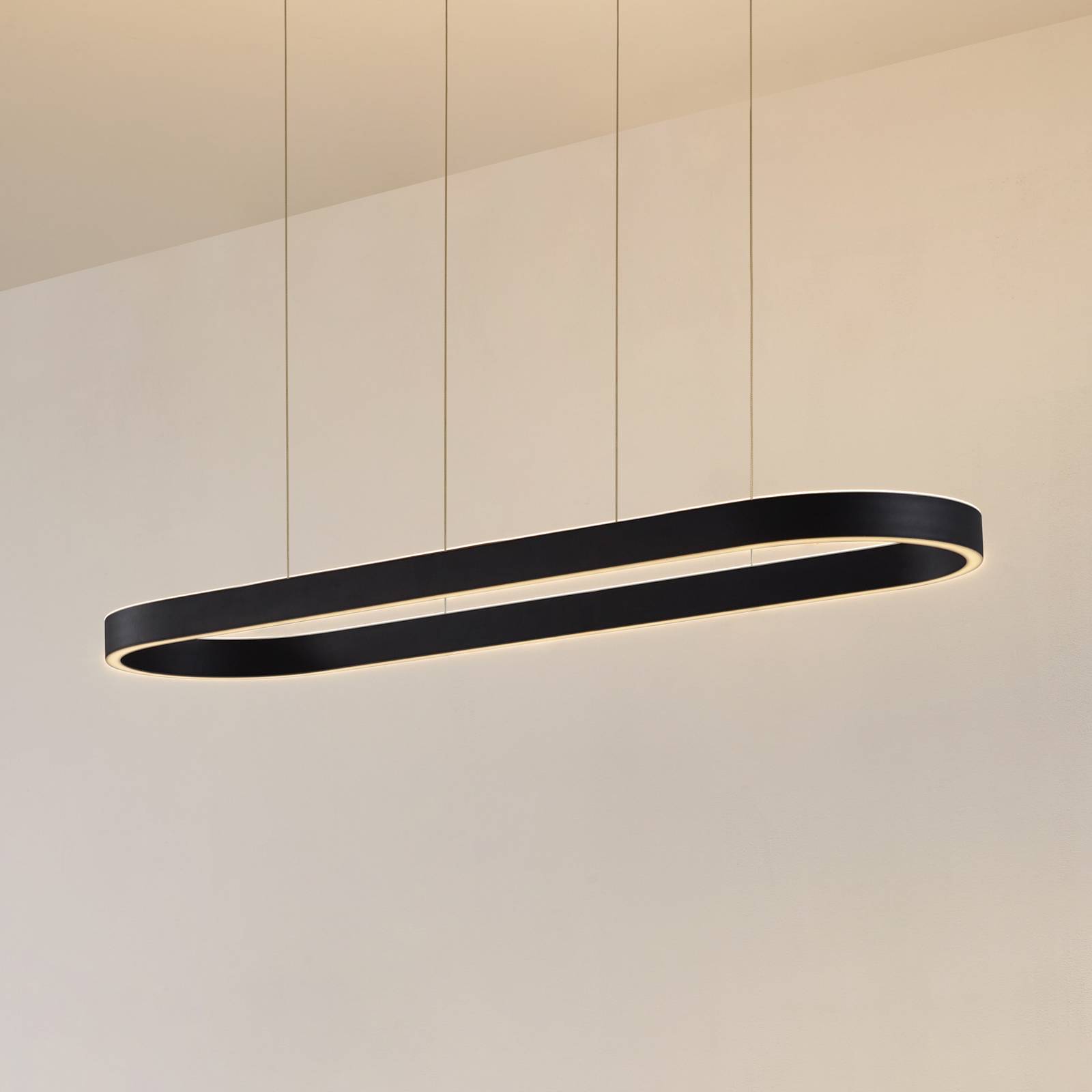 Inteligentna lampa wisząca Melinay Lucande, możliwość ściemniania, czarny, salon / jadalnia, aluminium, nowoczesny