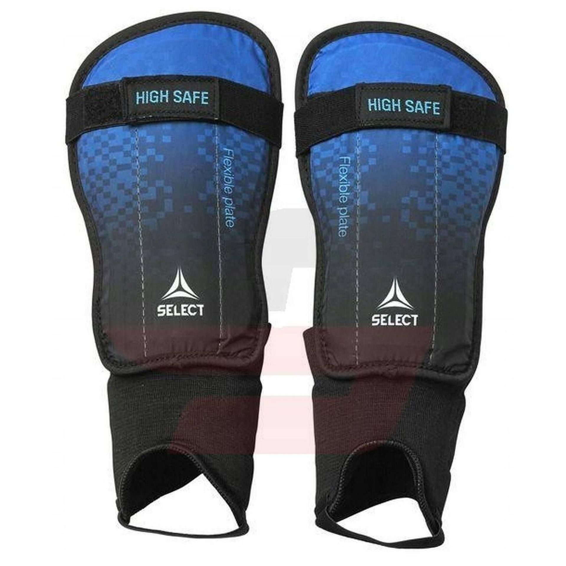 Ochraniacze piłkarskie nagolenniki SELECT High Safe niebieskie - XS
