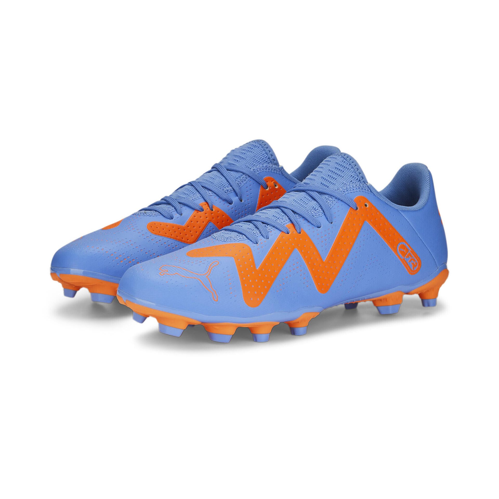 PUMA Męskie Future Play FG/AG buty piłkarskie, niebieski błyszczący biały - ultra pomarańczowy, 40 UK