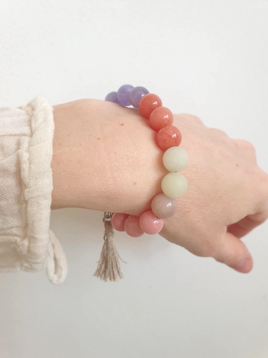 Bransoletka SPRING z jadeitem, żółty, róż, łosoś, rudy