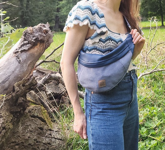 Nerka Haru niebieska bawełniana z ekoskórą