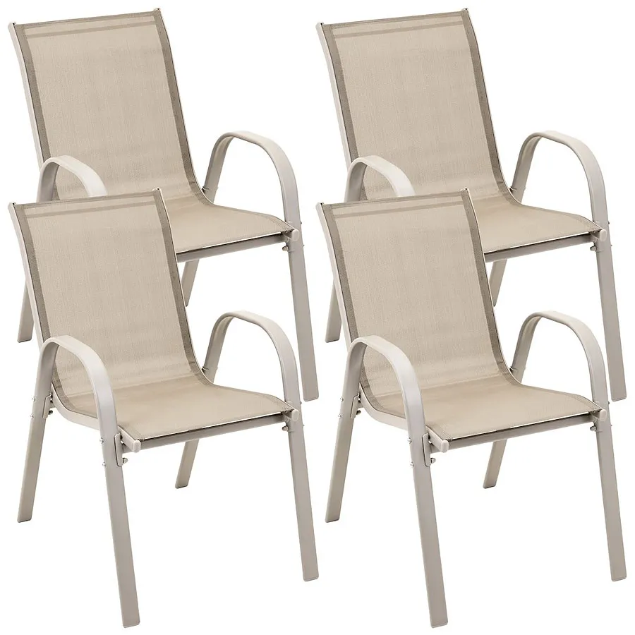 Beżowy zestaw krzeseł na taras M3-C57